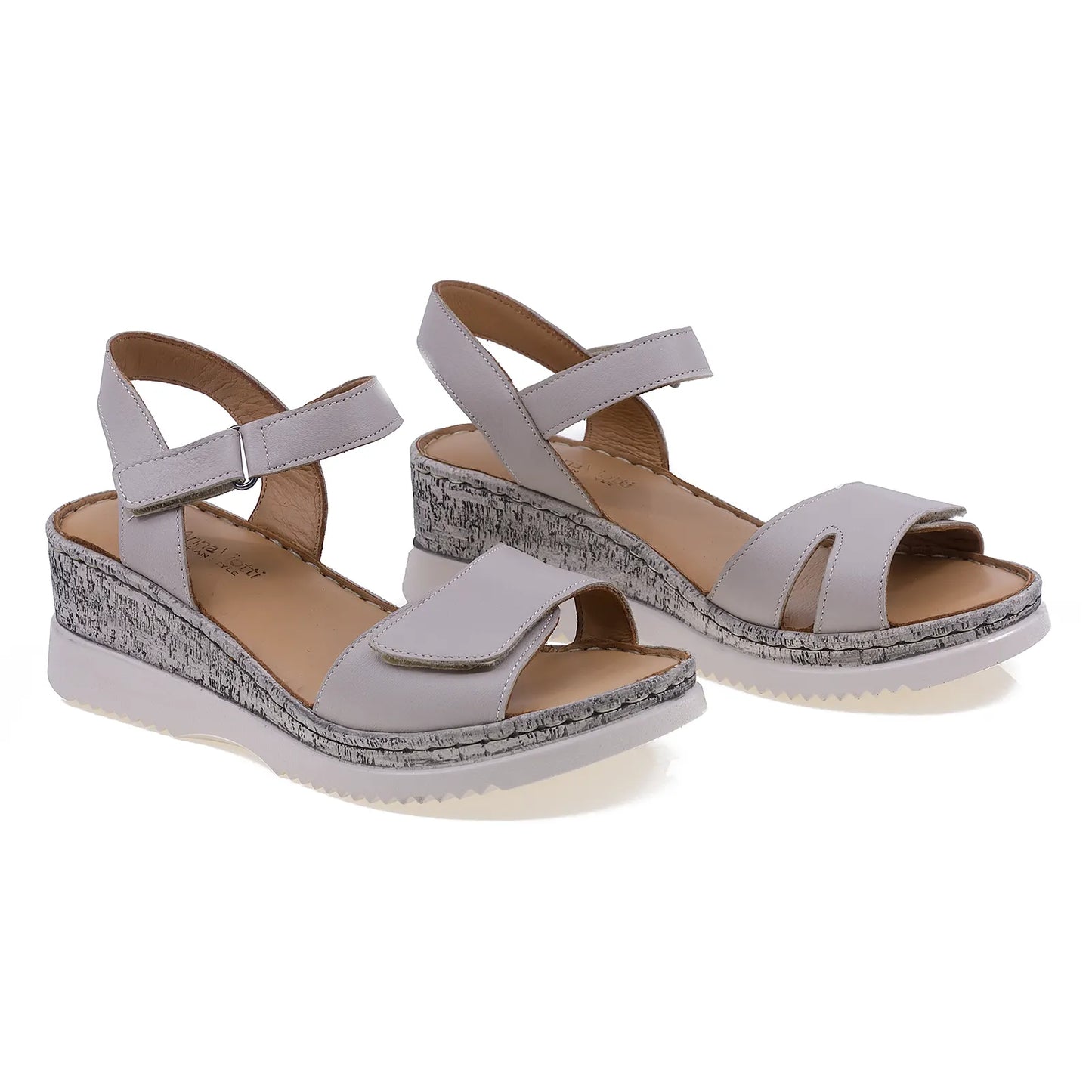 Sandale dama casual Anna Viotti piele naturala D72-701 gri