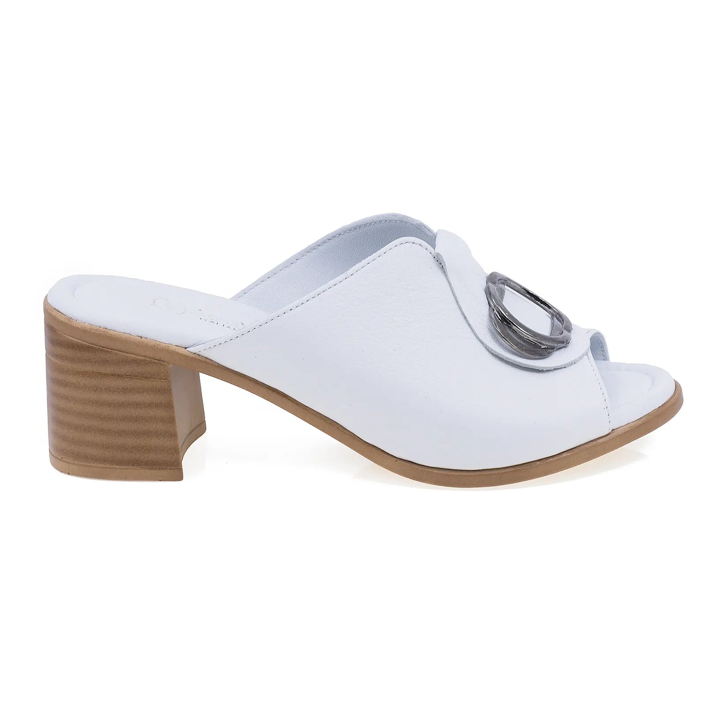Papuci dama casual Anna Viotti piele naturala D73-903 alb