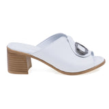 Papuci dama casual Anna Viotti piele naturala D73-903 alb