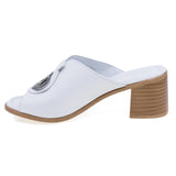 Papuci dama casual Anna Viotti piele naturala D73-903 alb