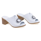 Papuci dama casual Anna Viotti piele naturala D73-903 alb