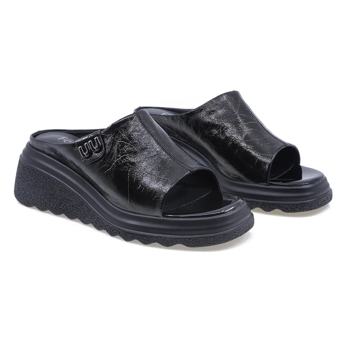 Papuci dama casual Feeling piele naturala DH100-8379 negru