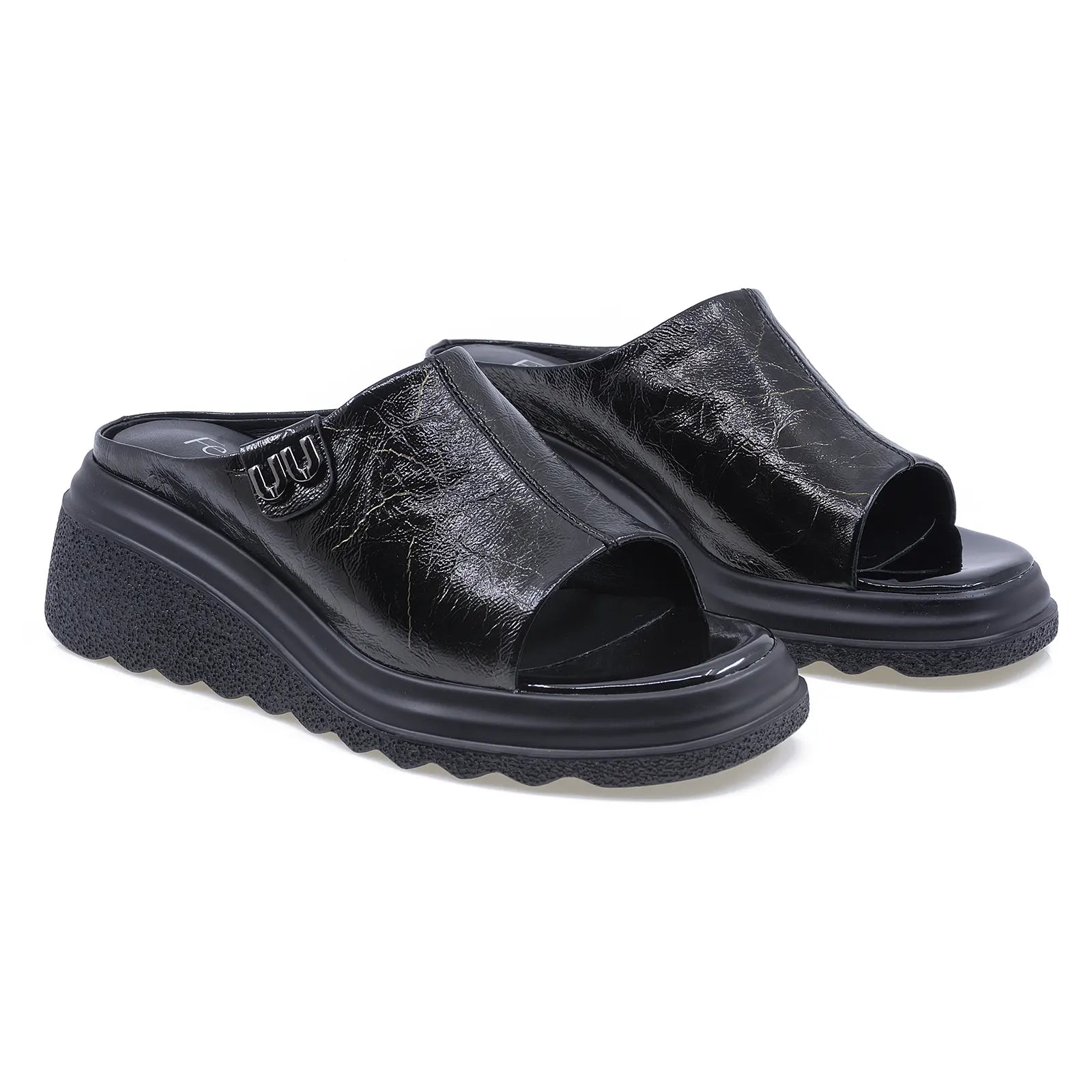 Papuci dama casual Feeling piele naturala DH100-8379 negru