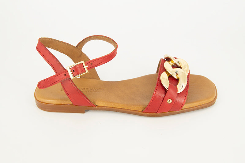 SANDALE DAMA ANNA VIOTTI , DIN PIELE NATURALA, ROSII 143