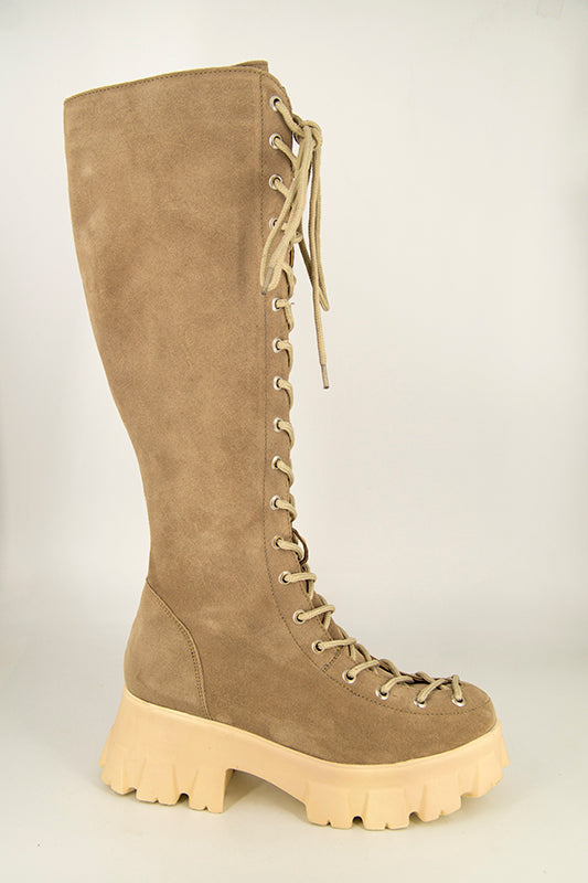 Cizme dama ANNA VIOTTI Bej din piele naturala D322