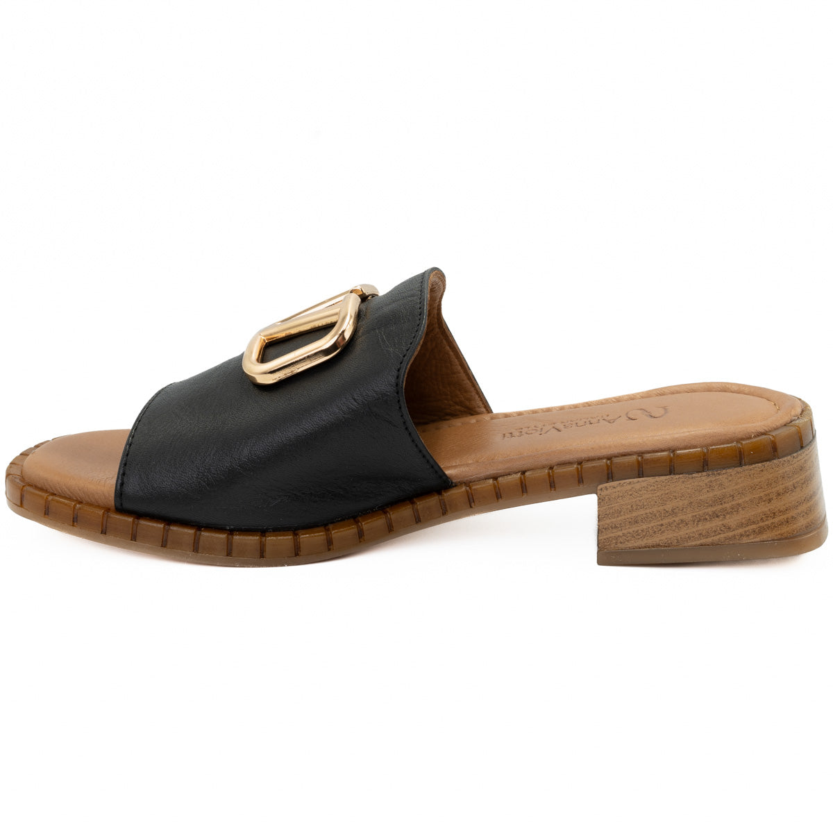 Saboti dama Anna Viotti din piele naturala D 57-016 negru