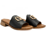 Saboti dama Anna Viotti din piele naturala D 57-016 negru