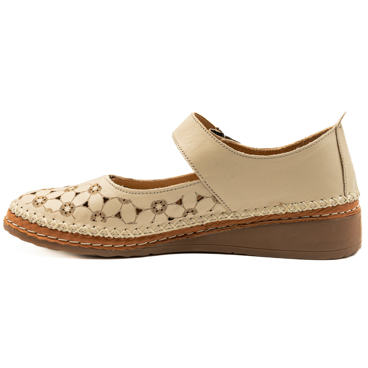 Pantofi Dama Perforati Anna Viotti Din Piele Naturala De Vitel bej 04126