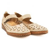 Pantofi Dama Perforati Anna Viotti Din Piele Naturala De Vitel bej 04126