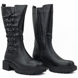 Cizme dama Anna Viotti din piele naturala D 0531 negru