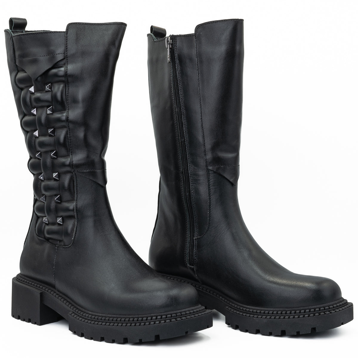 Cizme dama Anna Viotti din piele naturala D 0531 negru