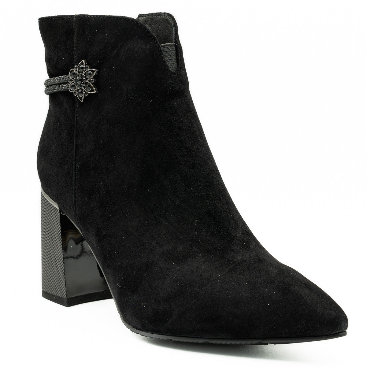 Botine dama din piele intoarsa negre - 2320