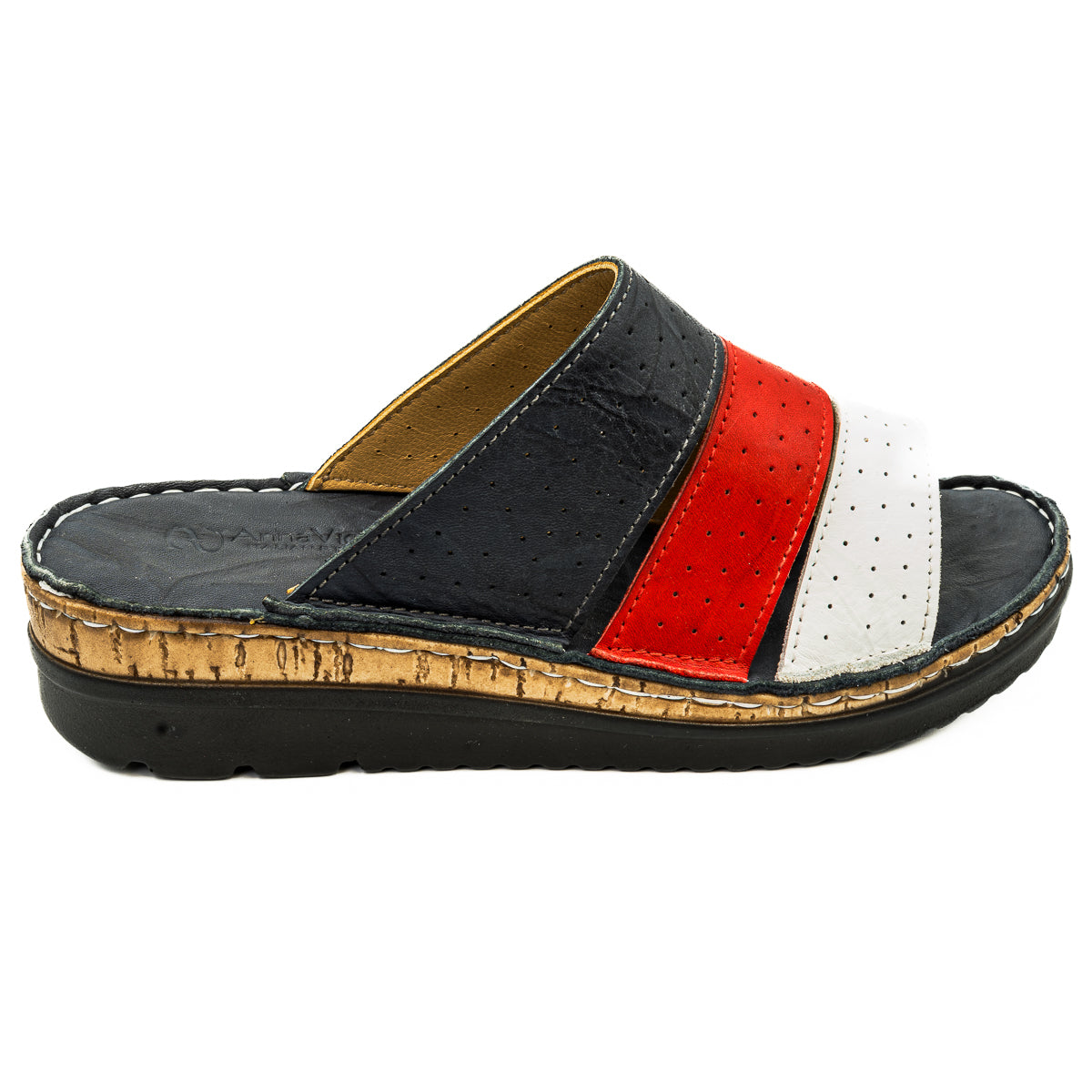 Saboti dama Anna Viotti din piele naturala blu 35-1025