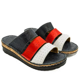 Saboti dama Anna Viotti din piele naturala blu 35-1025