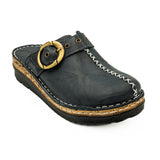 Saboti dama Anna Viotti din piele naturala negri 35-1044