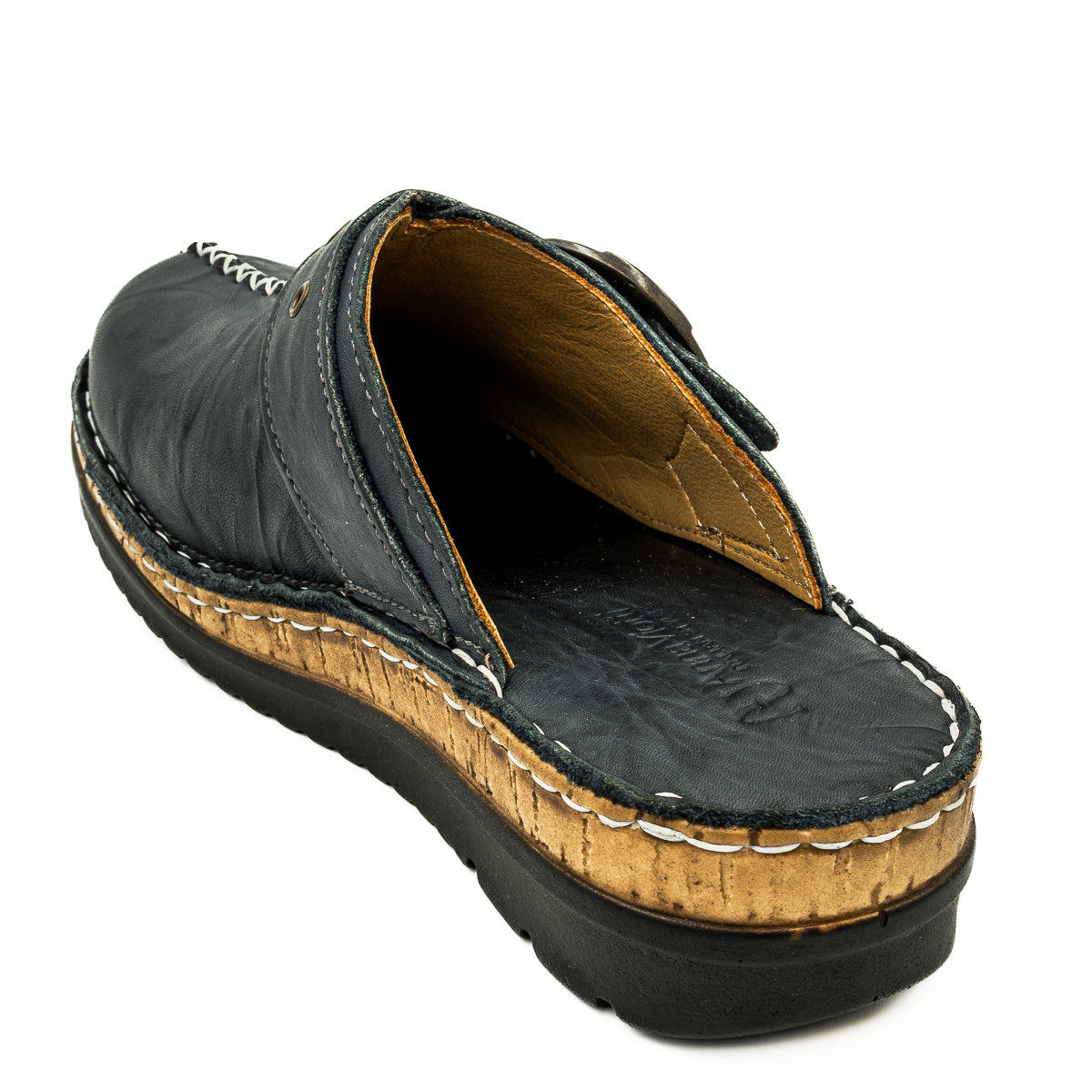 Saboti dama Anna Viotti din piele naturala negri 35-1044