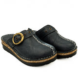 Saboti dama Anna Viotti din piele naturala negri 35-1044