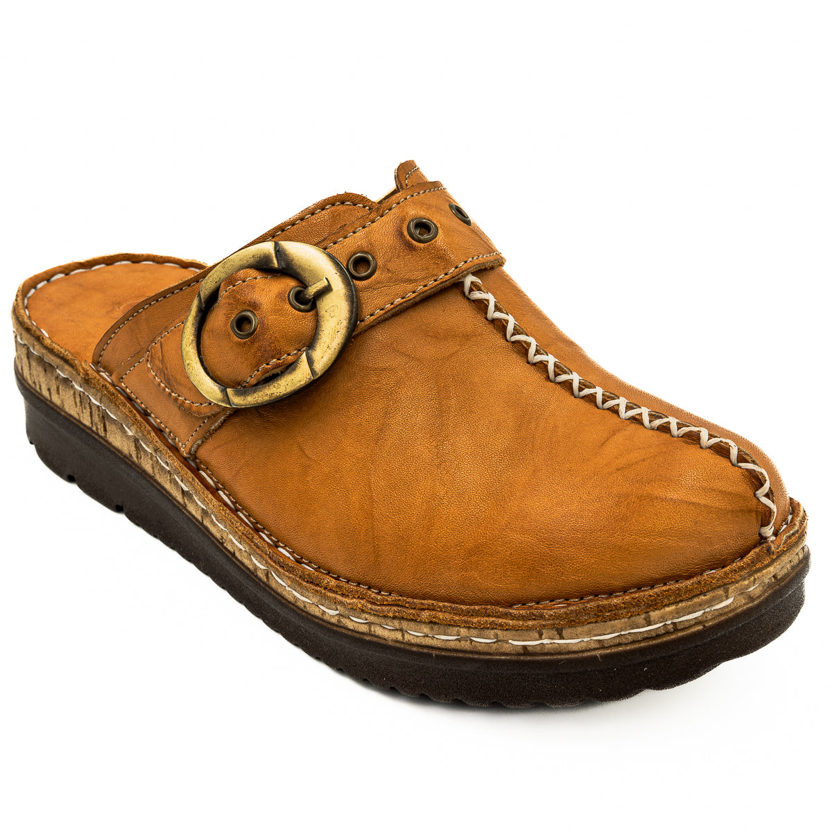 Saboti dama Anna Viotti din piele naturala maro 35-1044