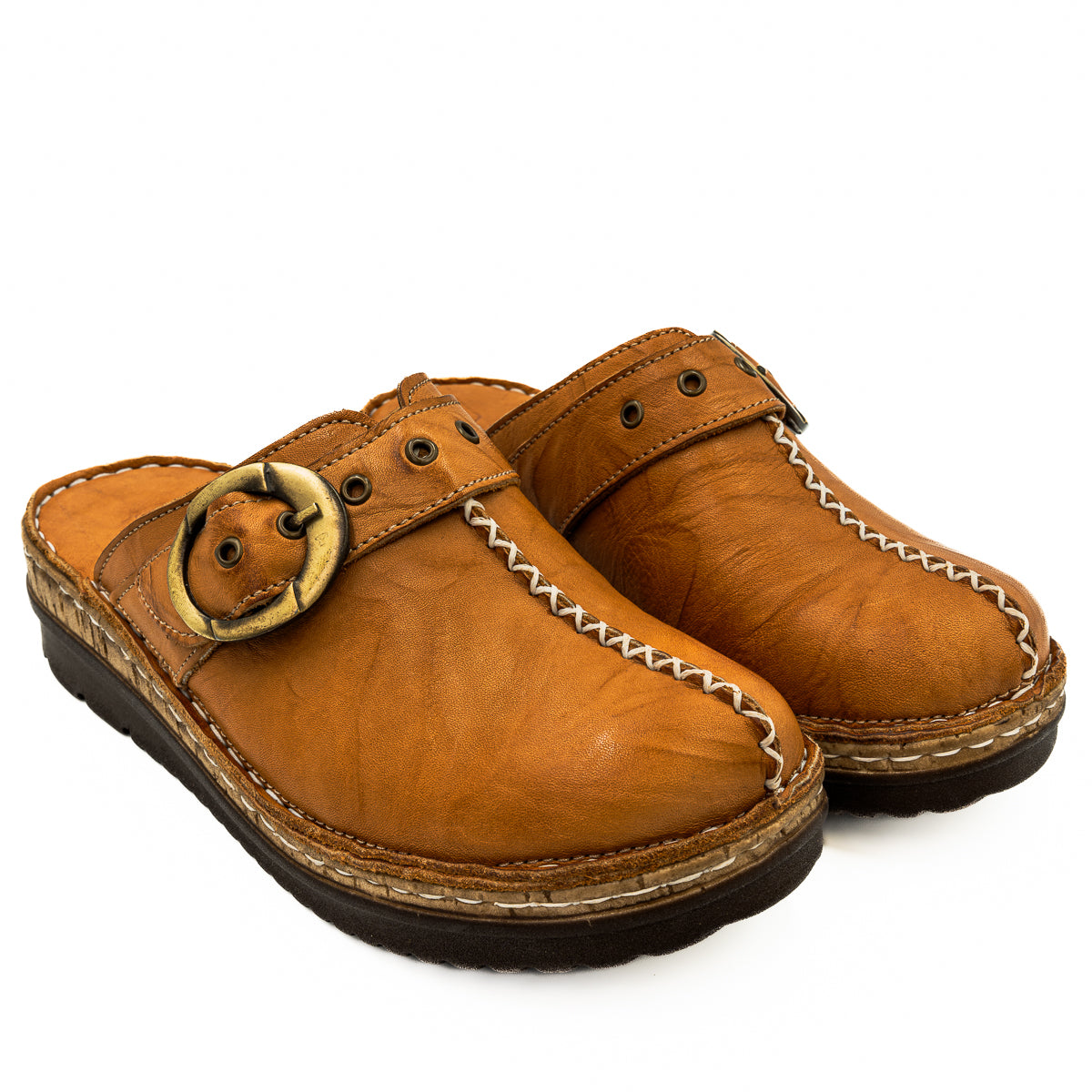 Saboti dama Anna Viotti din piele naturala maro 35-1044