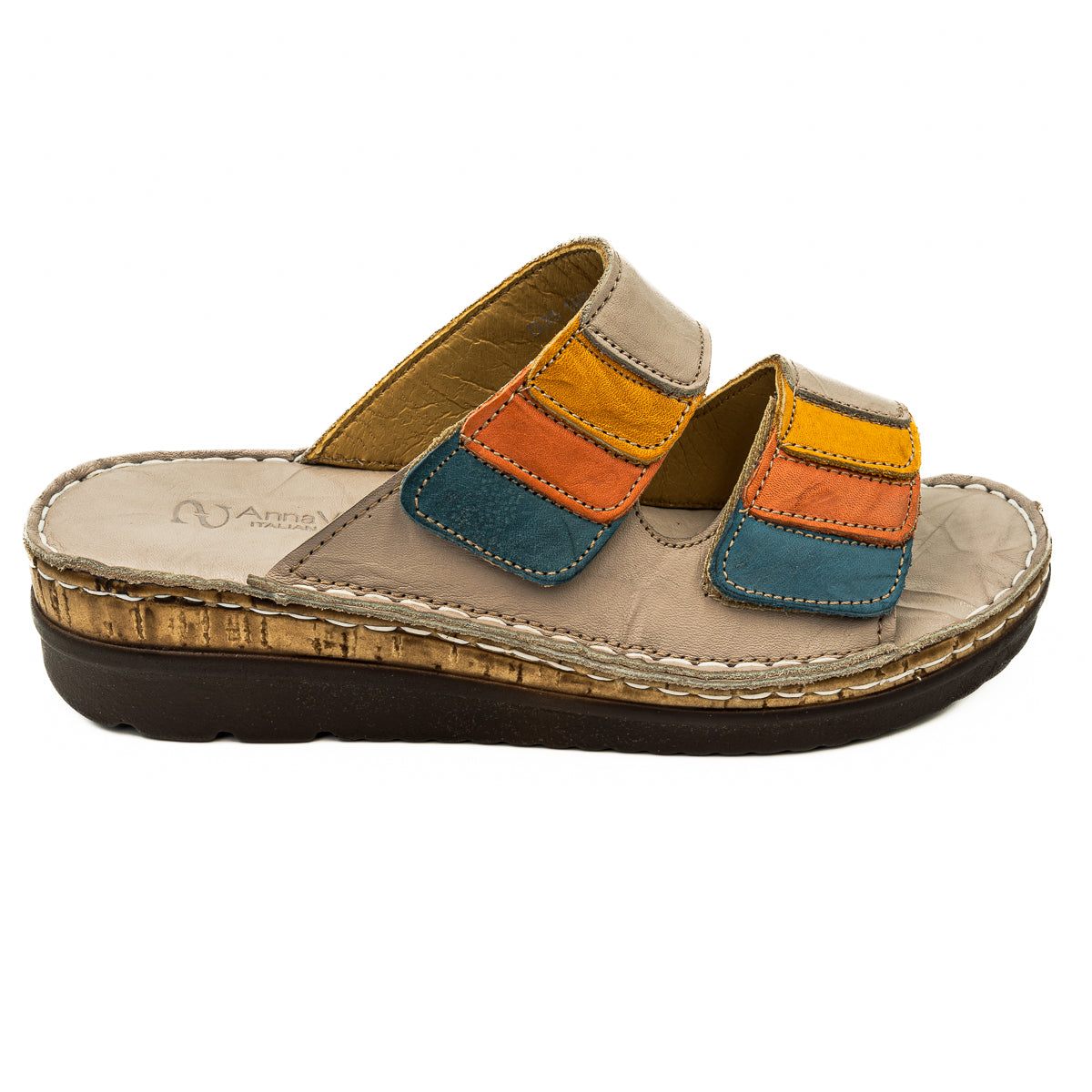 Saboti dama Anna Viotti din piele naturala gri 35-1064