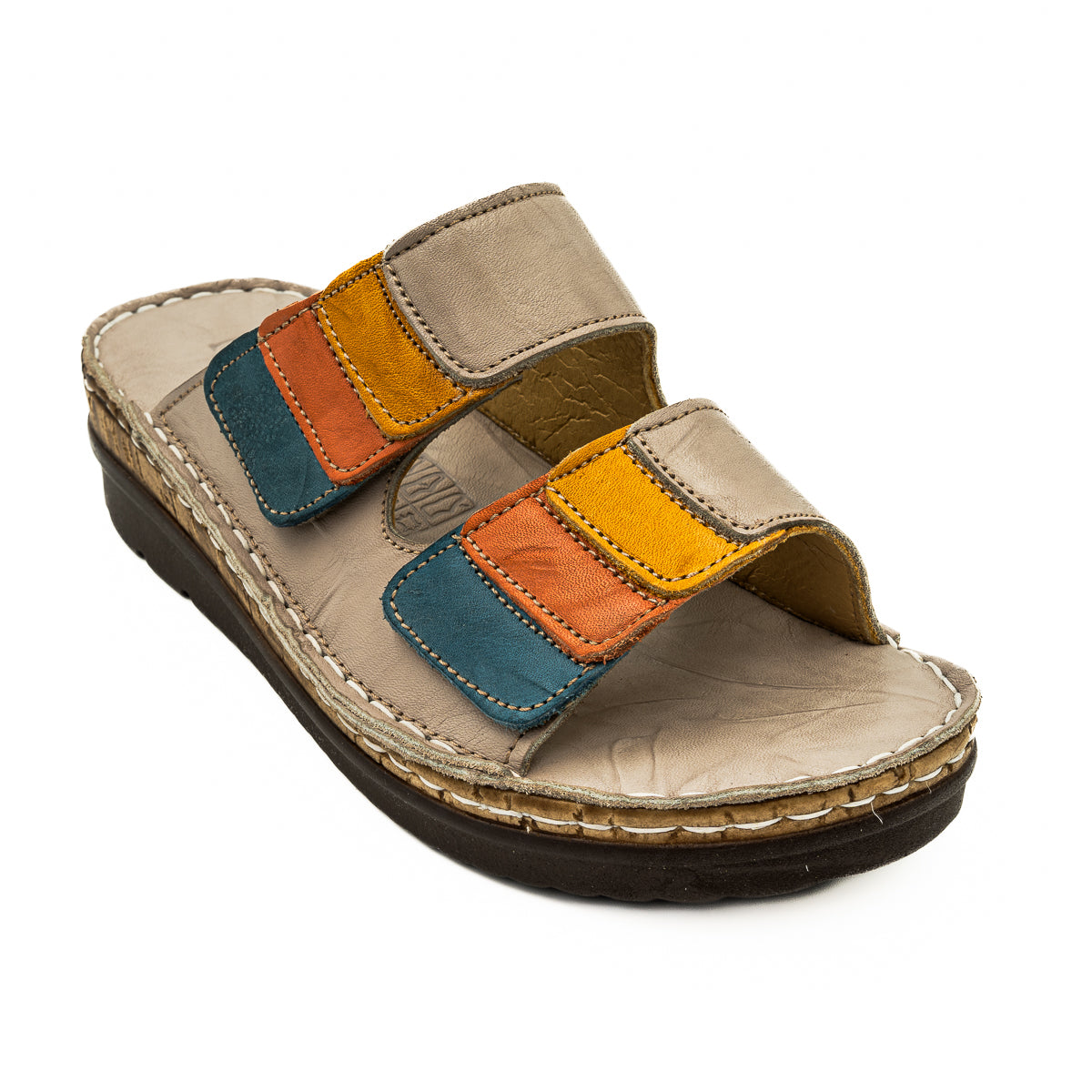 Saboti dama Anna Viotti din piele naturala gri 35-1064