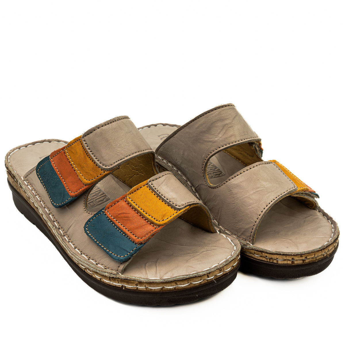 Saboti dama Anna Viotti din piele naturala gri 35-1064