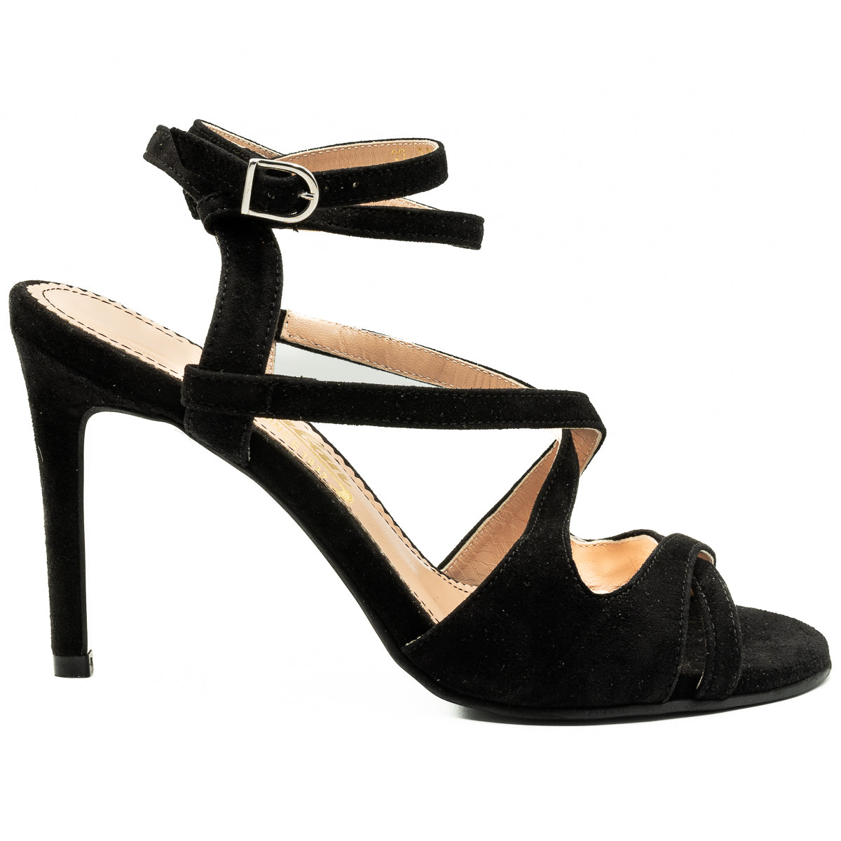 Sandale Dama Guban Din Piele Naturala Velur negru - 1337