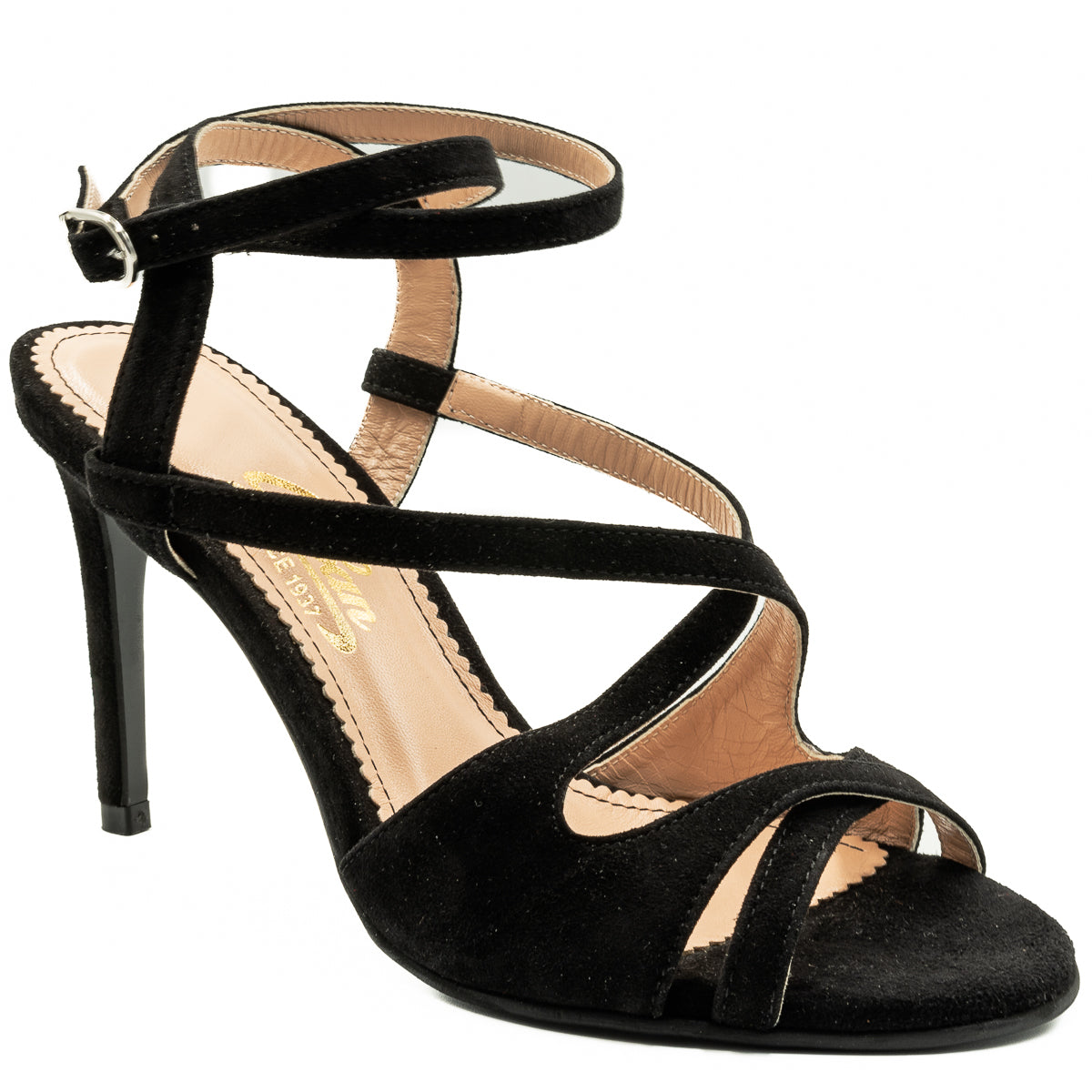 Sandale Dama Guban Din Piele Naturala Velur negru - 1337