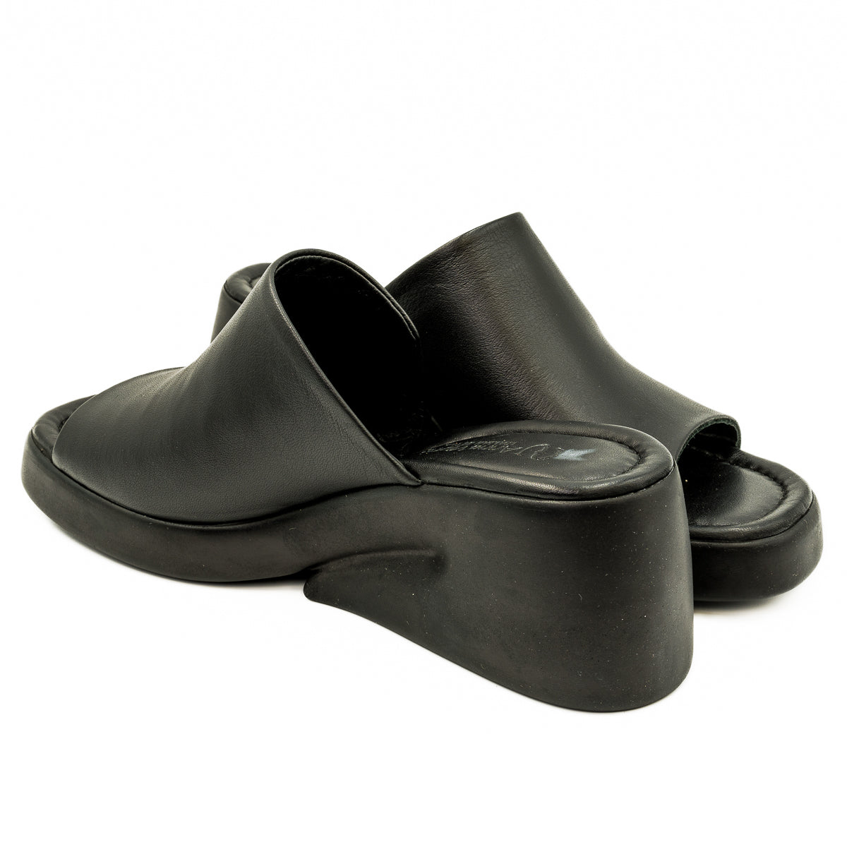 Saboti dama Anna Viotti din piele naturala cu talpa ortopedica negri 19-1940