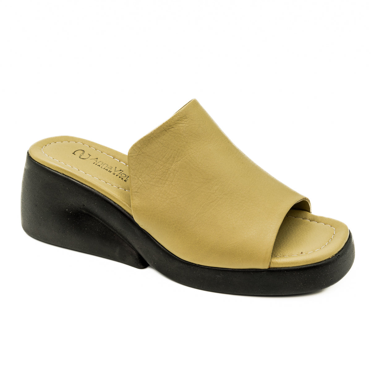 Saboti dama Anna Viotti din piele naturala cu talpa ortopedica verzi 19-1940