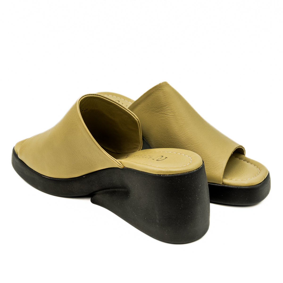 Saboti dama Anna Viotti din piele naturala cu talpa ortopedica verzi 19-1940