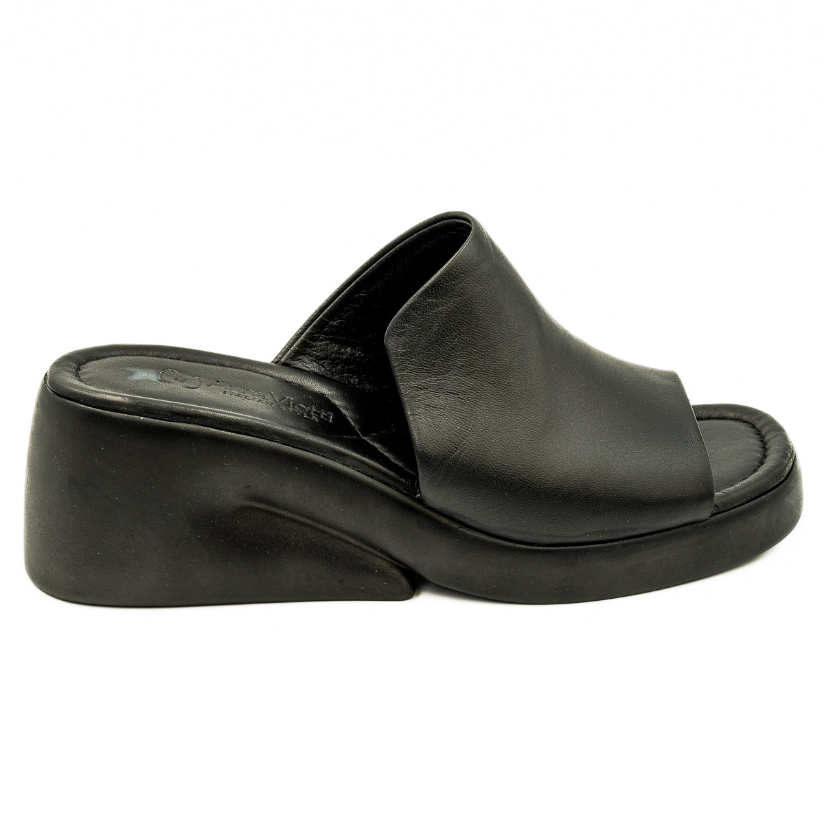 Saboti dama Anna Viotti din piele naturala cu talpa ortopedica negri 19-1940