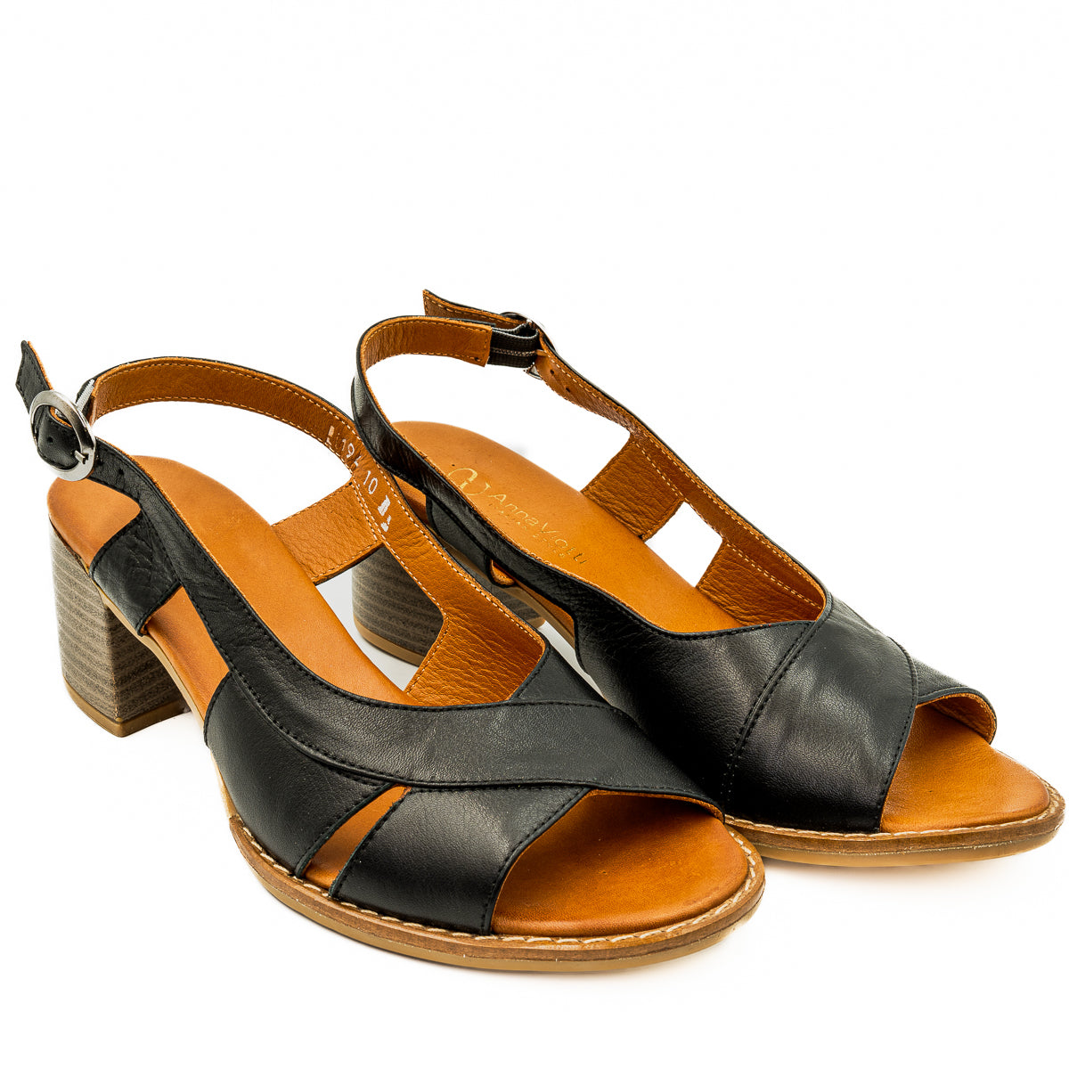 Sandale dama Goretti Din piele naturala D 12-194 negru 