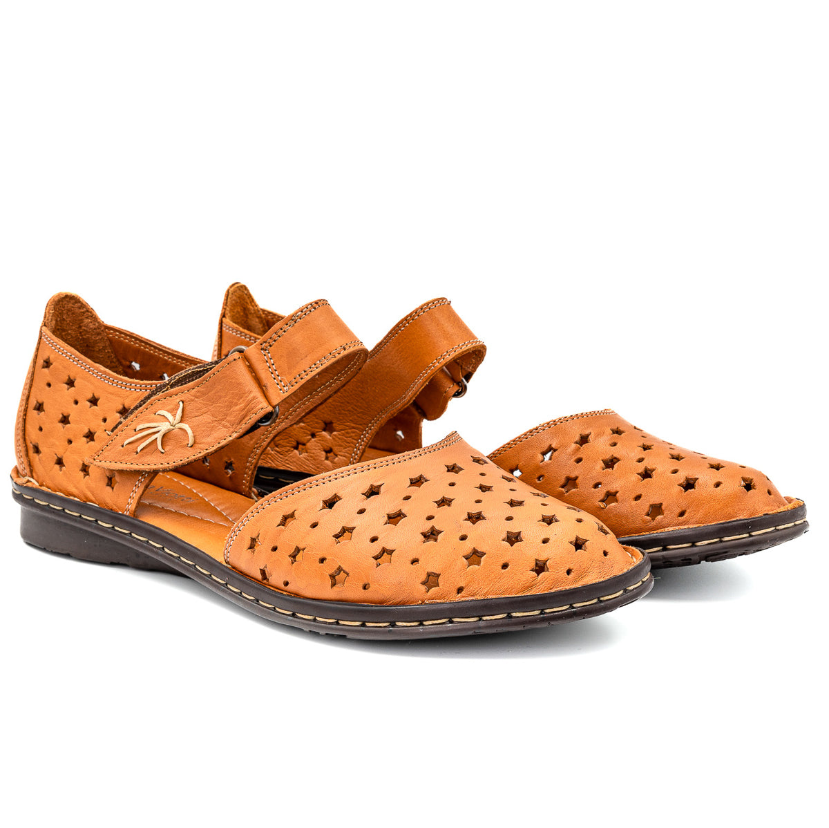  Pantofi casual Anna Viotti din piele naturala coniac -2014 