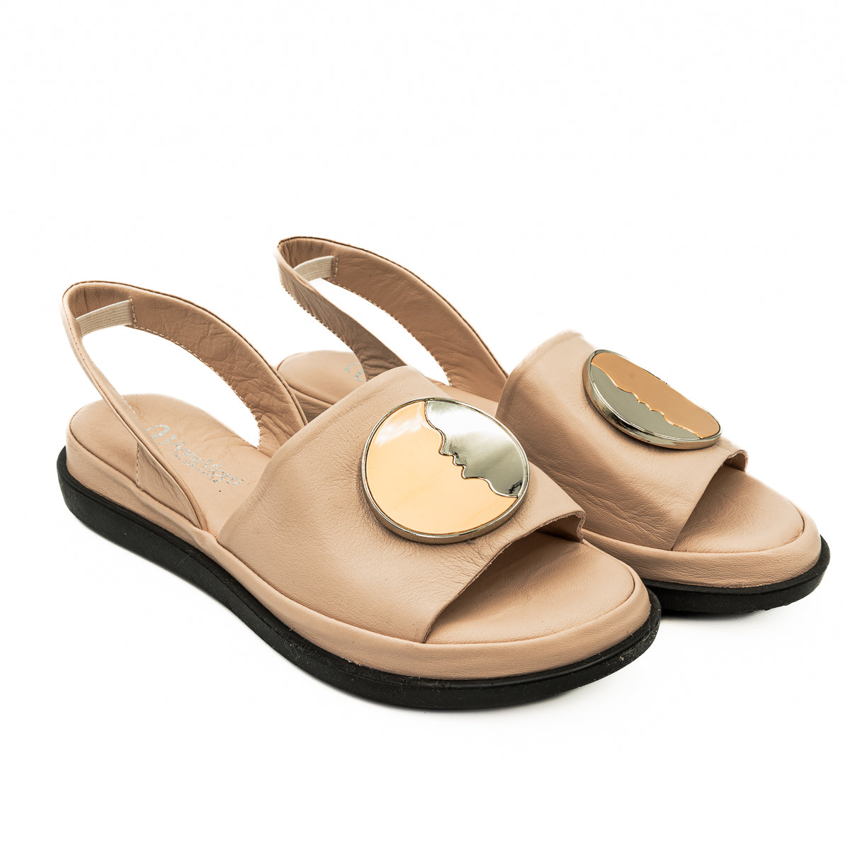 Sandale dama Anna Viotti din piele naturala pudra 30-211