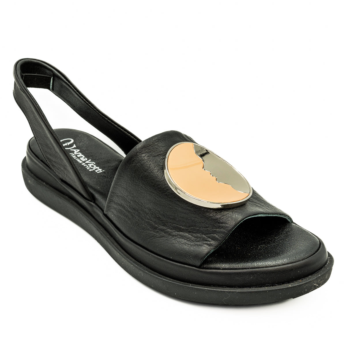 Sandale dama Anna Viotti din piele naturala negru 30-211