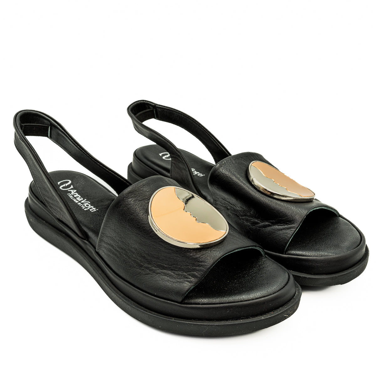 Sandale dama Anna Viotti din piele naturala negru 30-211