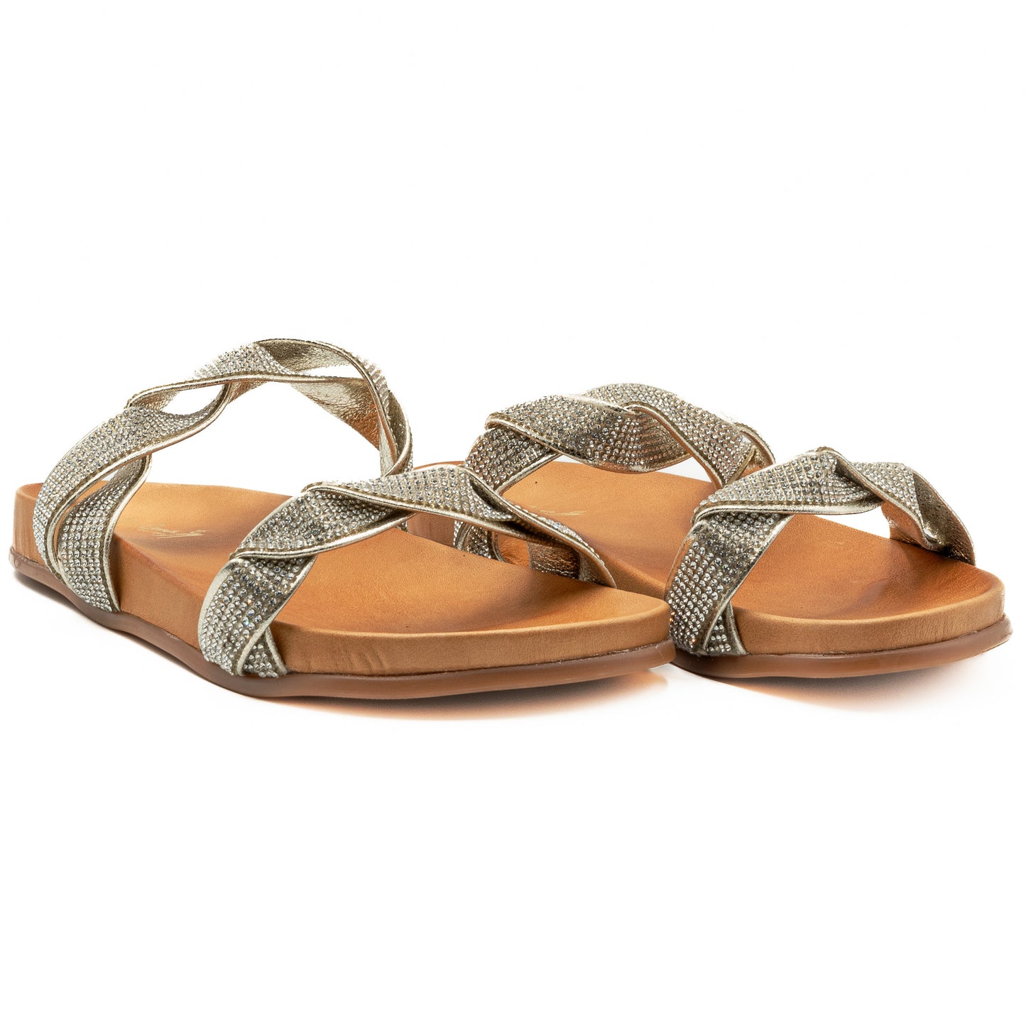 Slapi dama din piele naturala D 220352 auriu