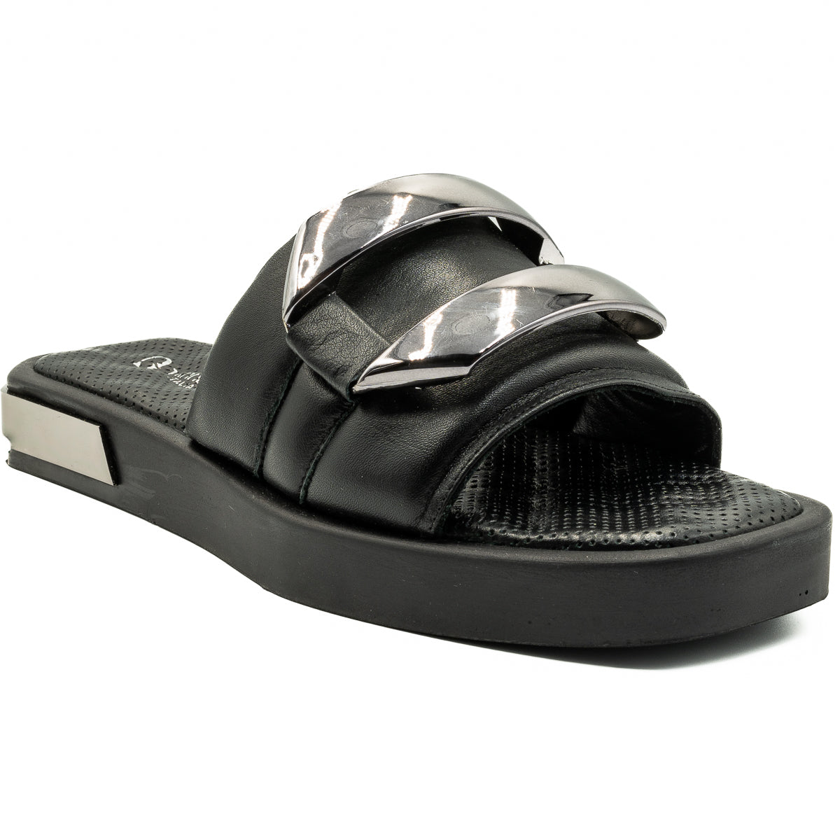 Saboti dama Anna Viotti din piele naturala negri 22105