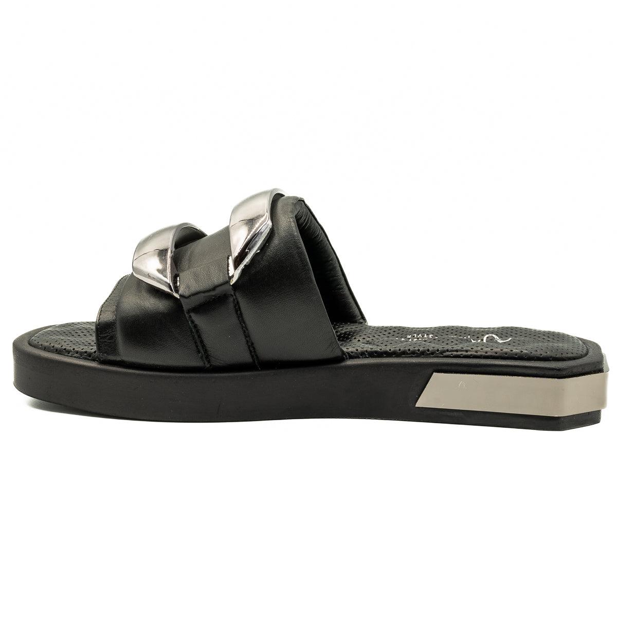 Saboti dama Anna Viotti din piele naturala negri 22105