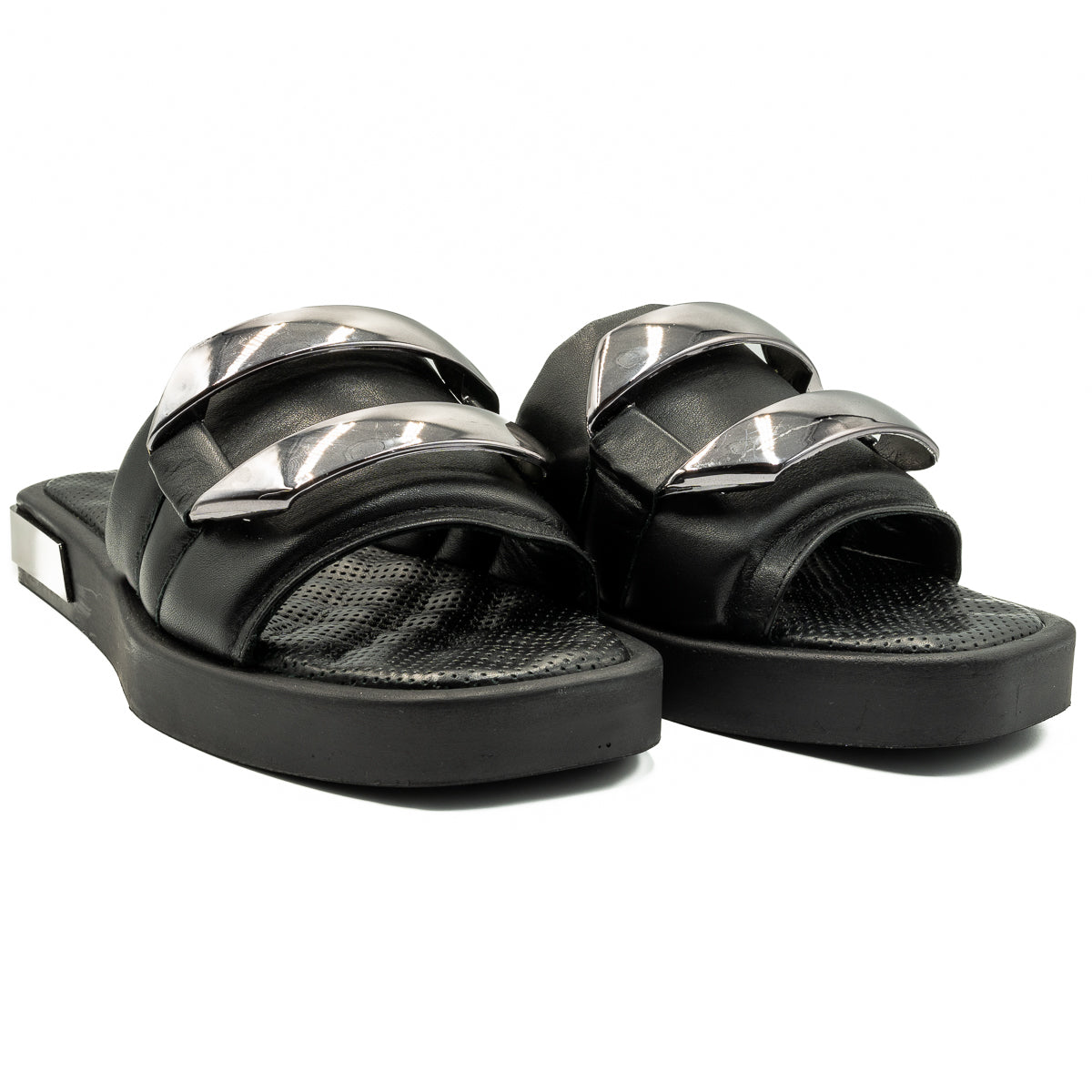 Saboti dama Anna Viotti din piele naturala negri 22105