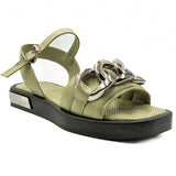 Sandale dama Anna Viotti din piele naturala verde 22110