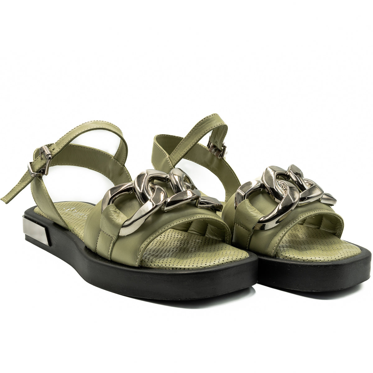 Sandale dama Anna Viotti din piele naturala verde 22110