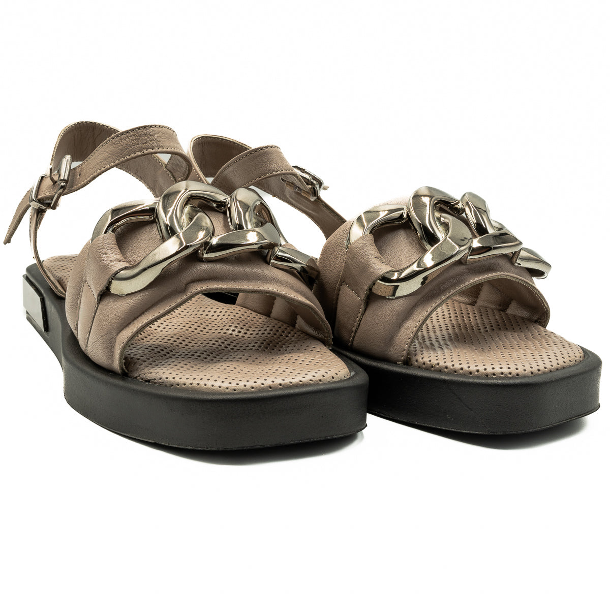 Sandale dama Anna Viotti din piele naturala vizon 22110