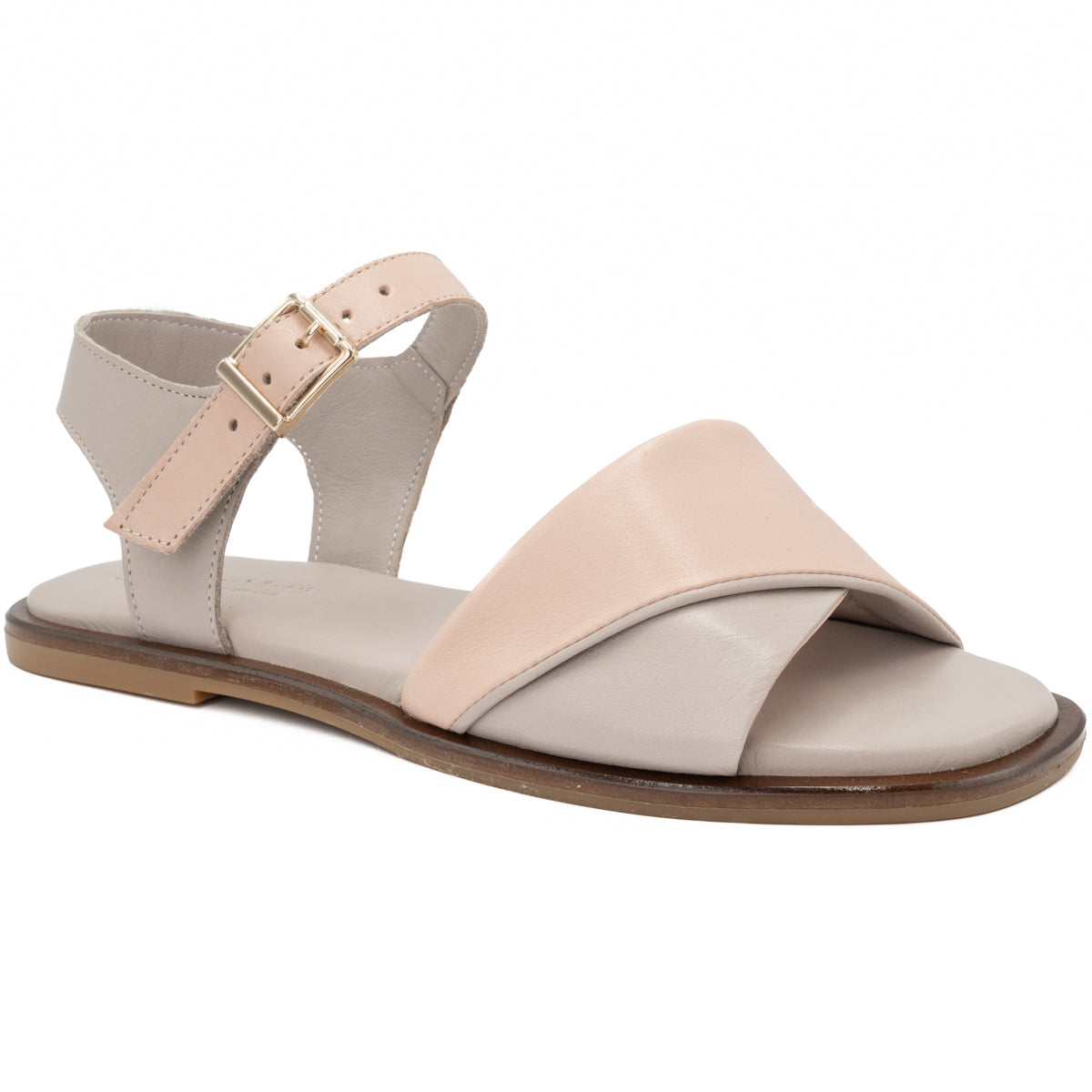 Sandale dama din piele naturala Anna Viotti D 58-2306 roz-gri