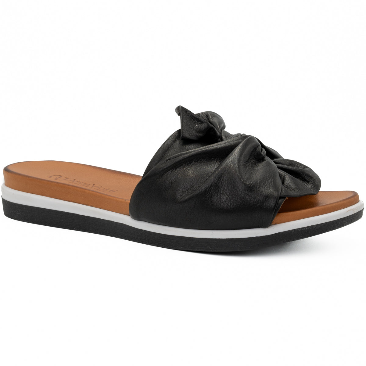 Slapi dama Anna Viotti Din piele naturala D 45-2443 negru