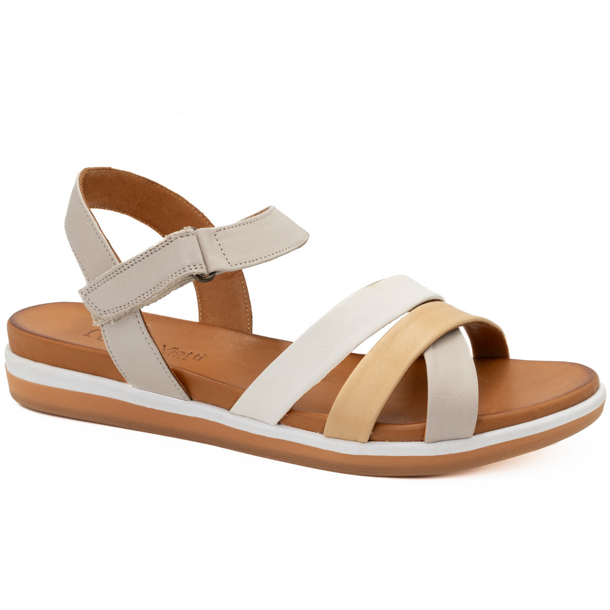 Sandale dama din piele naturala Anna Viotti D 2478 biscuit-crem