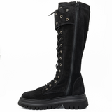 cizme dama Anna Viotti din piele naturala D 329 negru velur 