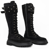 cizme dama Anna Viotti din piele naturala D 329 negru velur 