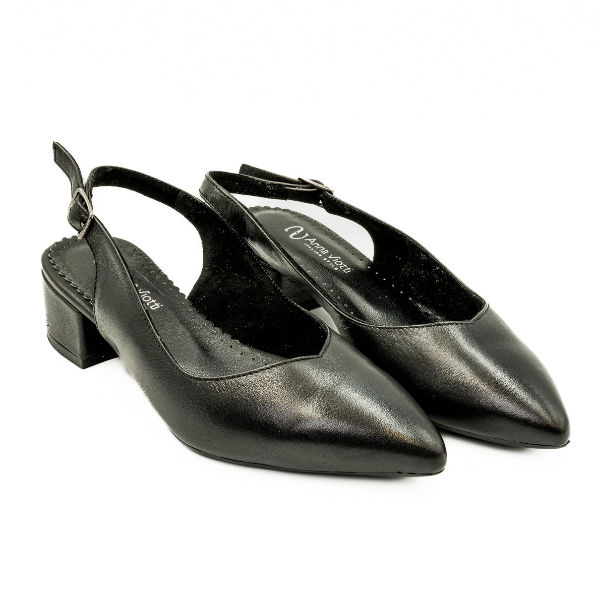 Sandale dama Anna Viotti din piele naturala negri 34-24173